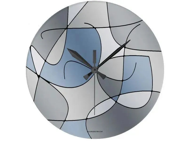 Wall Clocks-ABSTRACT CURVES #1 Round Wall Clocks-Grays-from COLORADDICTED.COM-