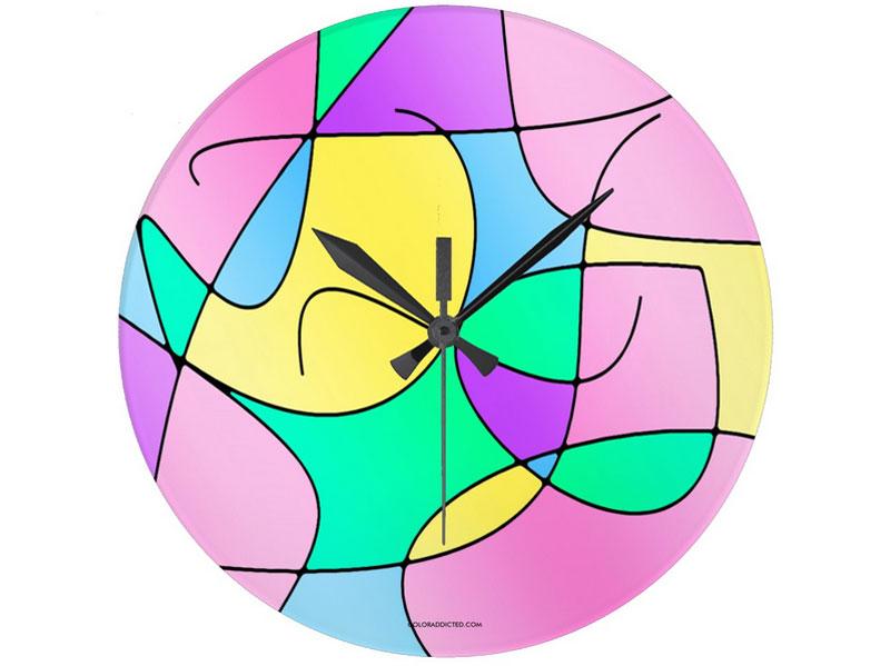 Wall Clocks-ABSTRACT CURVES #1 Round Wall Clocks-Multicolor Light-from COLORADDICTED.COM-