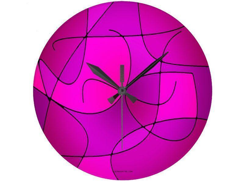 Wall Clocks-ABSTRACT CURVES #1 Round Wall Clocks-Purples, Fuchsias &amp; Magentas-from COLORADDICTED.COM-