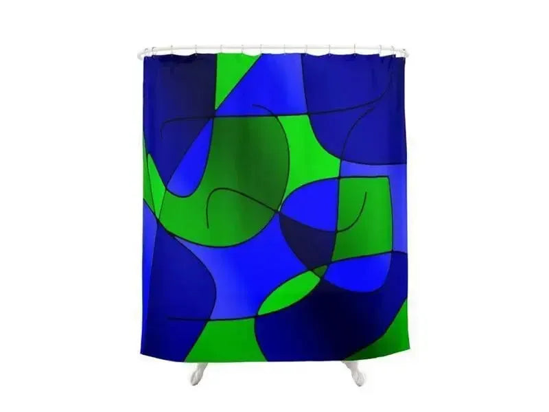 Shower Curtains-ABSTRACT CURVES #1 Shower Curtains-Blues & Greens-from COLORADDICTED.COM-