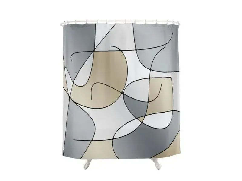 Shower Curtains-ABSTRACT CURVES #1 Shower Curtains-Grays & Beiges-from COLORADDICTED.COM-