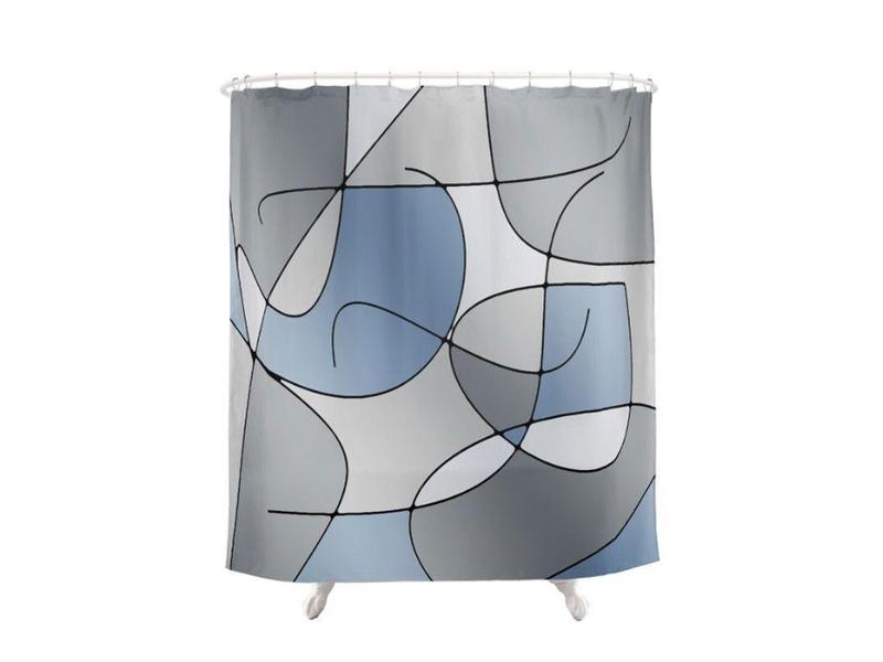 Shower Curtains-ABSTRACT CURVES #1 Shower Curtains-Grays-from COLORADDICTED.COM-