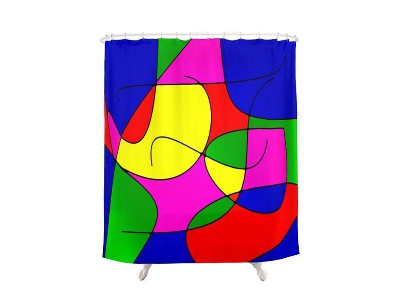 Shower Curtains-ABSTRACT CURVES #1 Shower Curtains-Multicolor Bright-from COLORADDICTED.COM-