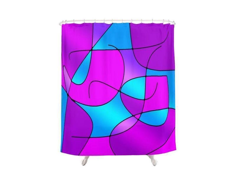 Shower Curtains-ABSTRACT CURVES #1 Shower Curtains-Purples, Fuchsias, Magentas &amp; Turquoises-from COLORADDICTED.COM-