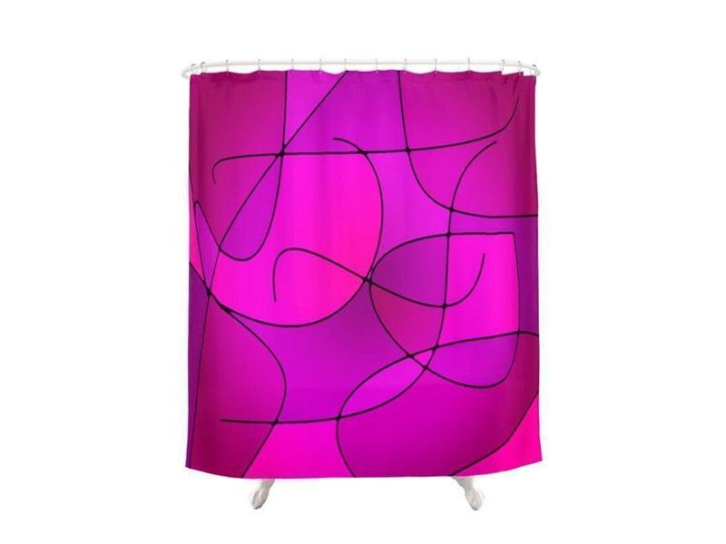 Shower Curtains-ABSTRACT CURVES #1 Shower Curtains-Purples, Fuchsias &amp; Magentas-from COLORADDICTED.COM-