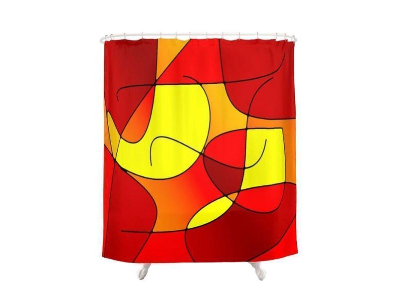 Shower Curtains-ABSTRACT CURVES #1 Shower Curtains-Reds, Oranges &amp; Yellows-from COLORADDICTED.COM-