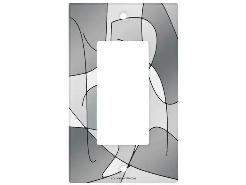 Rocker Light Switch Covers-ABSTRACT CURVES #1 Single, Double & Triple-Rocker Light Switch Covers-Grays & White-from COLORADDICTED.COM-