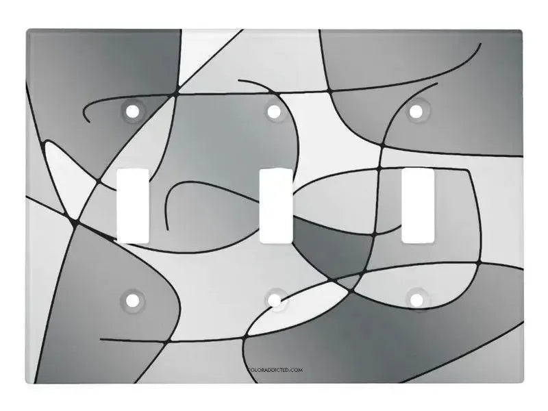 Toggle Light Switch Covers-ABSTRACT CURVES #1 Single, Double & Triple-Toggle Light Switch Covers-Grays & White-from COLORADDICTED.COM-