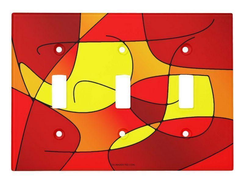 Light Switch Covers-ABSTRACT CURVES #1 Single, Double &amp; Triple-Toggle Light Switch Covers-Reds &amp; Oranges &amp; Yellows-from COLORADDICTED.COM-