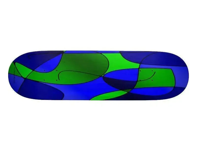 Skateboard Decks-ABSTRACT CURVES #1 Skateboard Decks-Blues & Greens-from COLORADDICTED.COM-