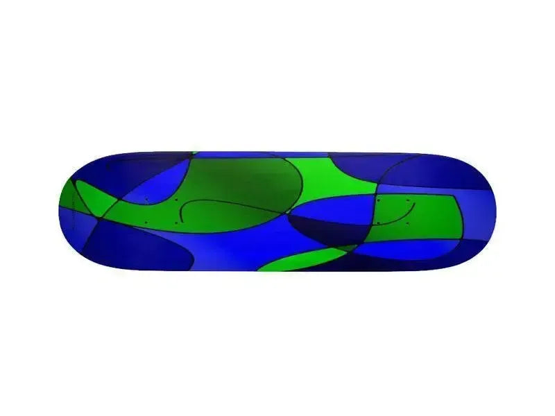 Skateboard Decks-ABSTRACT CURVES #1 Skateboard Decks-Blues & Greens-from COLORADDICTED.COM-