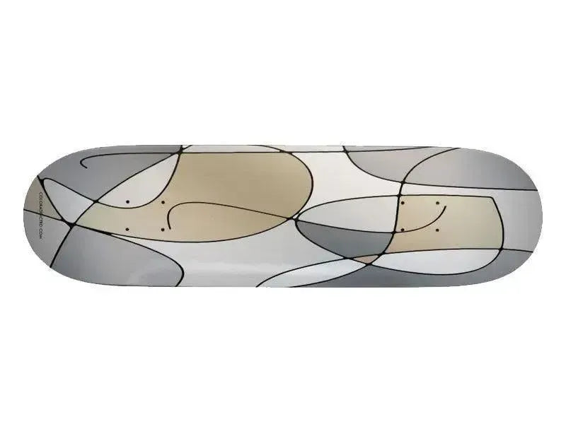 Skateboard Decks-ABSTRACT CURVES #1 Skateboard Decks-Grays & Beiges-from COLORADDICTED.COM-
