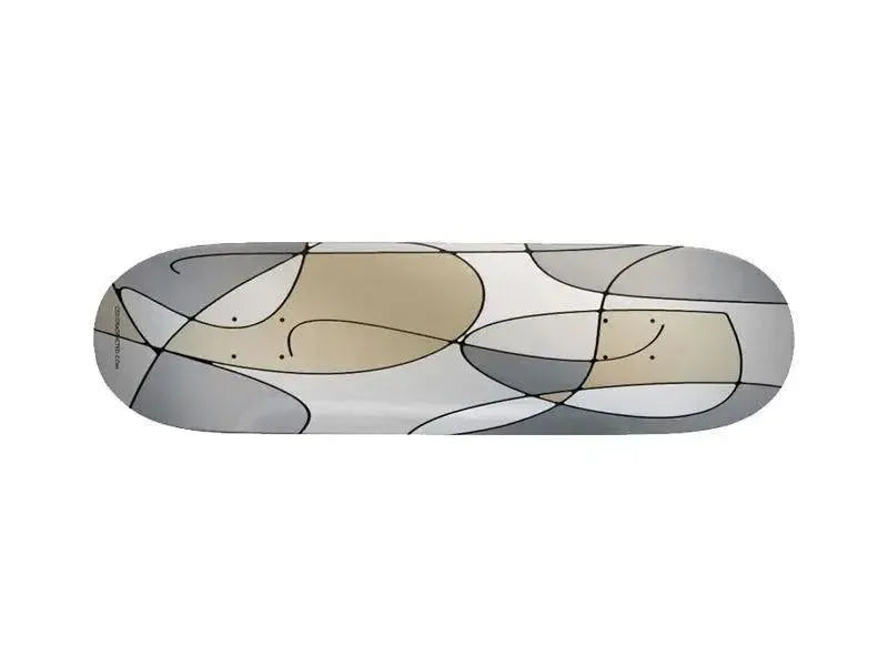 Skateboard Decks-ABSTRACT CURVES #1 Skateboard Decks-Grays & Beiges-from COLORADDICTED.COM-