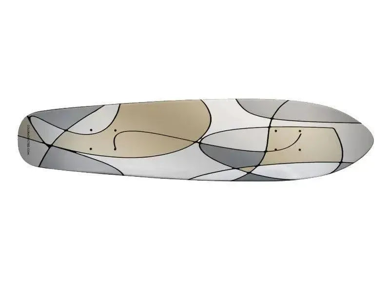 Skateboard Decks-ABSTRACT CURVES #1 Skateboard Decks-Grays & Beiges-from COLORADDICTED.COM-