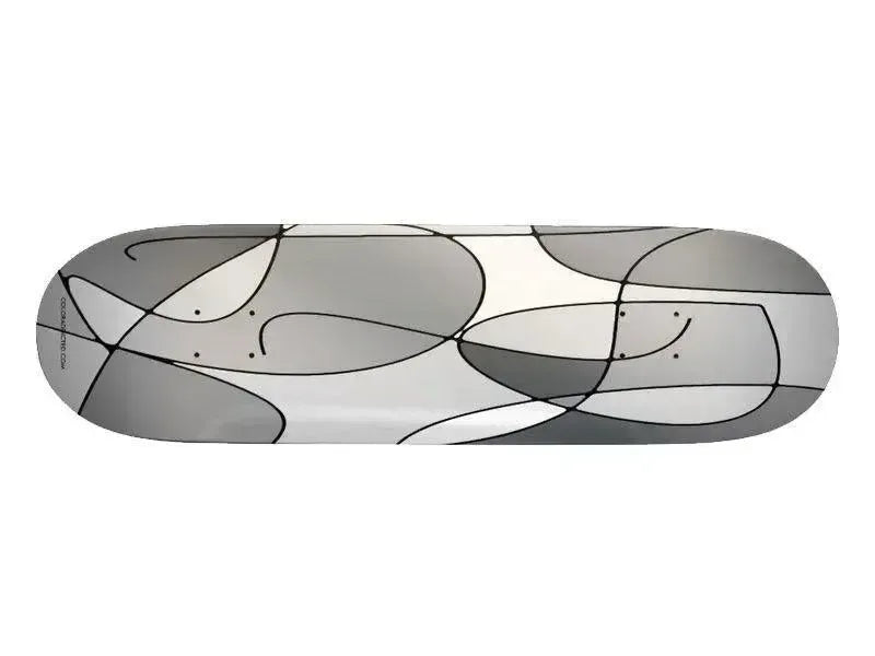 Skateboard Decks-ABSTRACT CURVES #1 Skateboard Decks-Grays & White-from COLORADDICTED.COM-