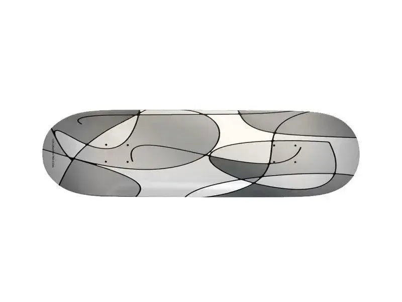 Skateboard Decks-ABSTRACT CURVES #1 Skateboard Decks-Grays & White-from COLORADDICTED.COM-