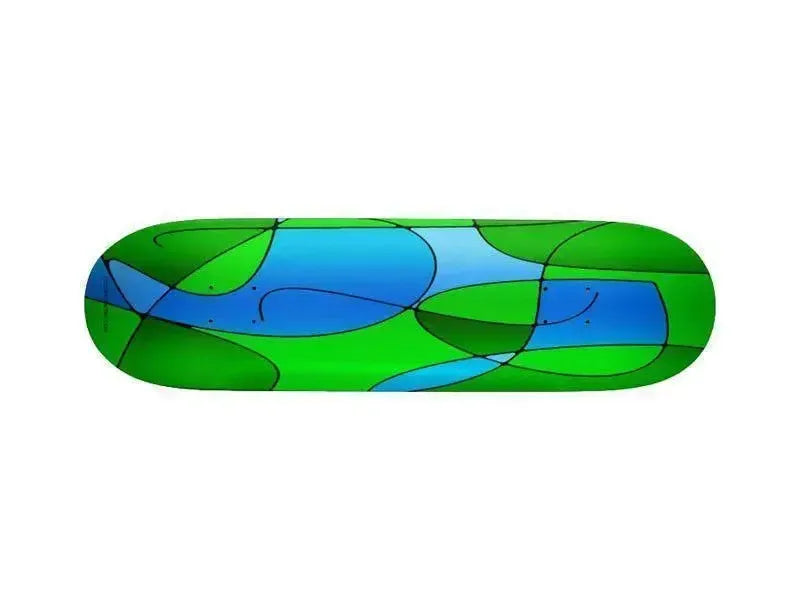 Skateboard Decks-ABSTRACT CURVES #1 Skateboard Decks-Greens & Light Blues-from COLORADDICTED.COM-