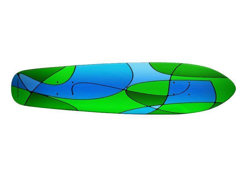 Skateboard Decks-ABSTRACT CURVES #1 Skateboard Decks-Greens &amp; Light Blues-from COLORADDICTED.COM-