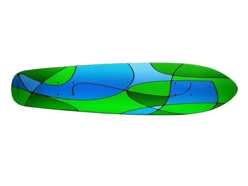 Skateboard Decks-ABSTRACT CURVES #1 Skateboard Decks-Greens & Light Blues-from COLORADDICTED.COM-