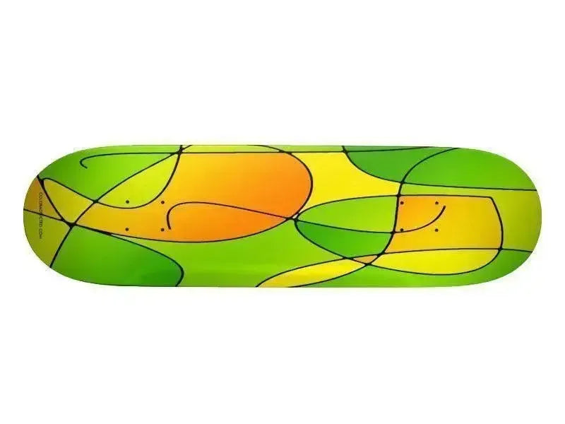Skateboard Decks-ABSTRACT CURVES #1 Skateboard Decks-Greens & Oranges & Yellows-from COLORADDICTED.COM-