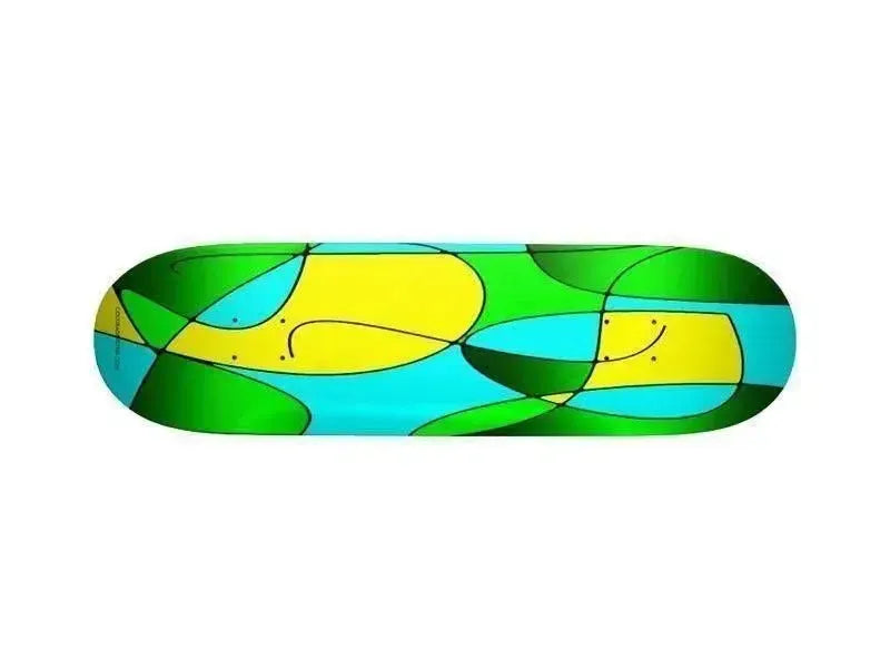 Skateboard Decks-ABSTRACT CURVES #1 Skateboard Decks-Greens & Yellows & Light Blues-from COLORADDICTED.COM-