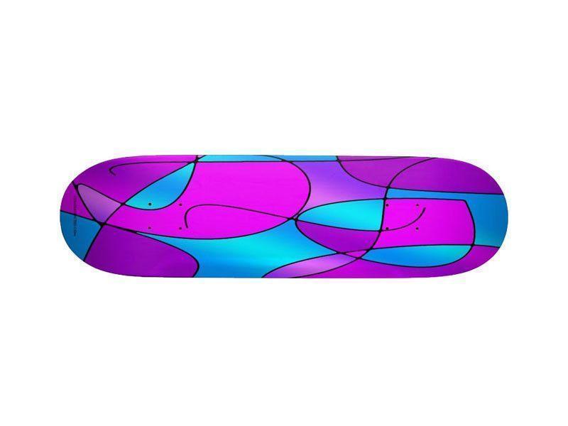 Skateboard Decks-ABSTRACT CURVES #1 Skateboard Decks-Purples & Fuchsias & Magentas & Turquoises-from COLORADDICTED.COM-