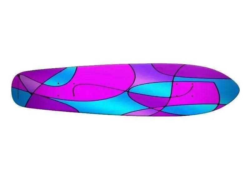 Skateboard Decks-ABSTRACT CURVES #1 Skateboard Decks-Purples & Fuchsias & Magentas & Turquoises-from COLORADDICTED.COM-
