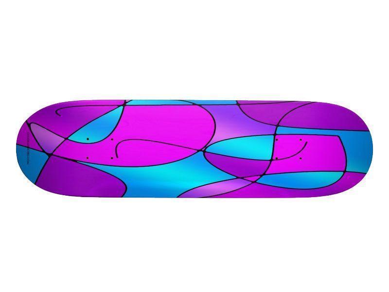 Skateboard Decks-ABSTRACT CURVES #1 Skateboard Decks-Purples & Fuchsias & Magentas & Turquoises-from COLORADDICTED.COM-