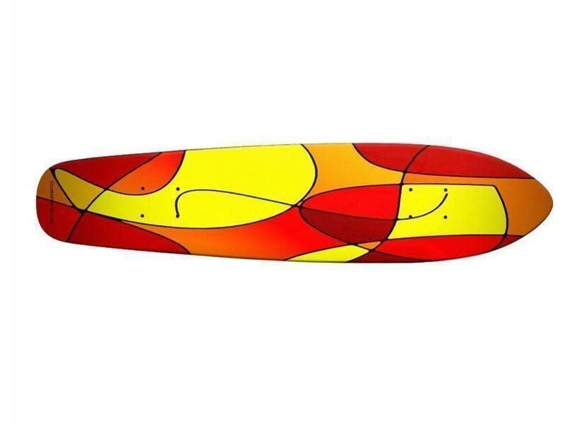 Skateboard Decks-ABSTRACT CURVES #1 Skateboard Decks-Reds &amp; Oranges &amp; Yellows-from COLORADDICTED.COM-