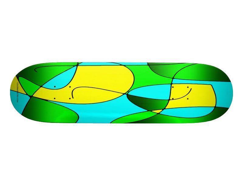 Skateboards-ABSTRACT CURVES #1 Skateboards-Greens &amp; Yellows &amp; Light Blues-from COLORADDICTED.COM-
