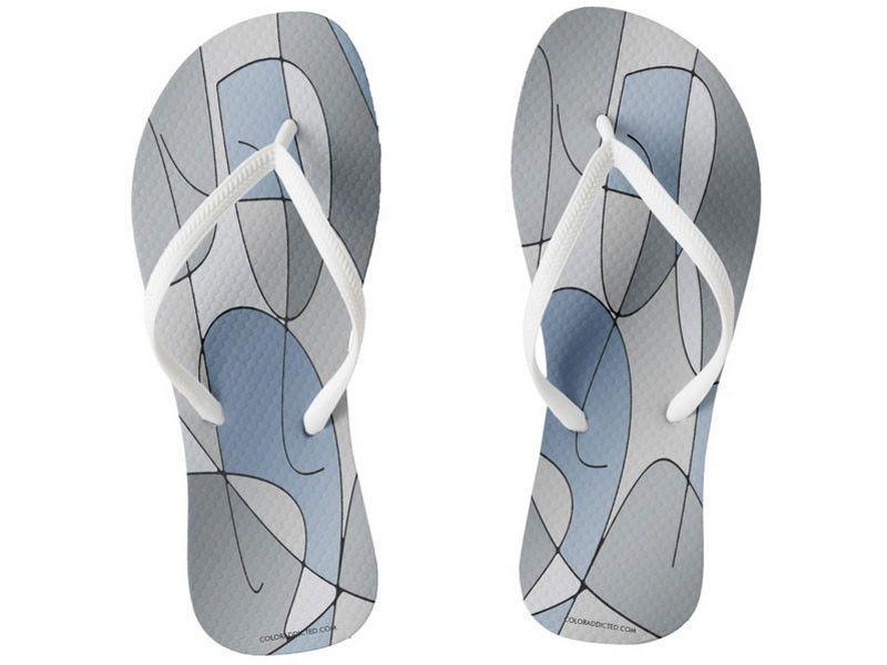 Flip Flops-ABSTRACT CURVES #1 Slim-Strap Flip Flops-Grays-from COLORADDICTED.COM-