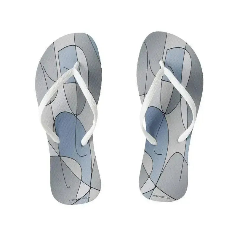 Flip Flops-ABSTRACT CURVES #1 Slim-Strap Flip Flops-Grays-from COLORADDICTED.COM-