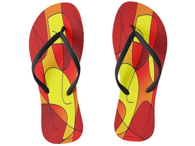 Flip Flops-ABSTRACT CURVES #1 Slim-Strap Flip Flops-Reds &amp; Oranges &amp; Yellows-from COLORADDICTED.COM-