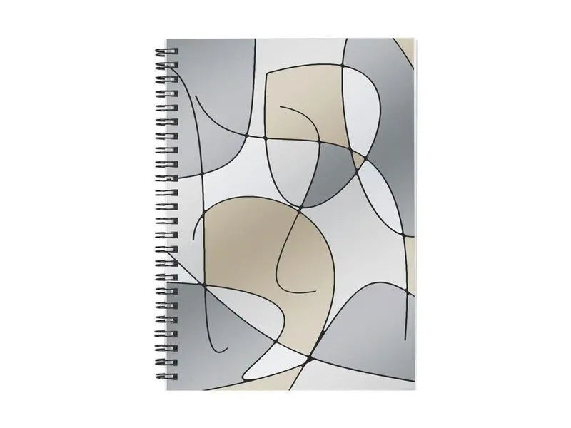Spiral Notebooks-ABSTRACT CURVES #1 Spiral Notebooks-Grays & Beiges-from COLORADDICTED.COM-