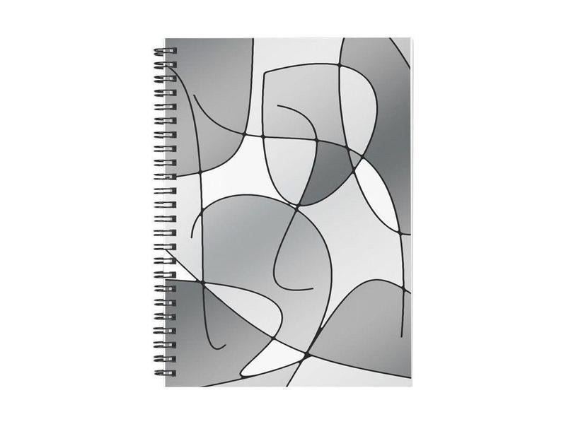 Spiral Notebooks-ABSTRACT CURVES #1 Spiral Notebooks-Grays &amp; White-from COLORADDICTED.COM-