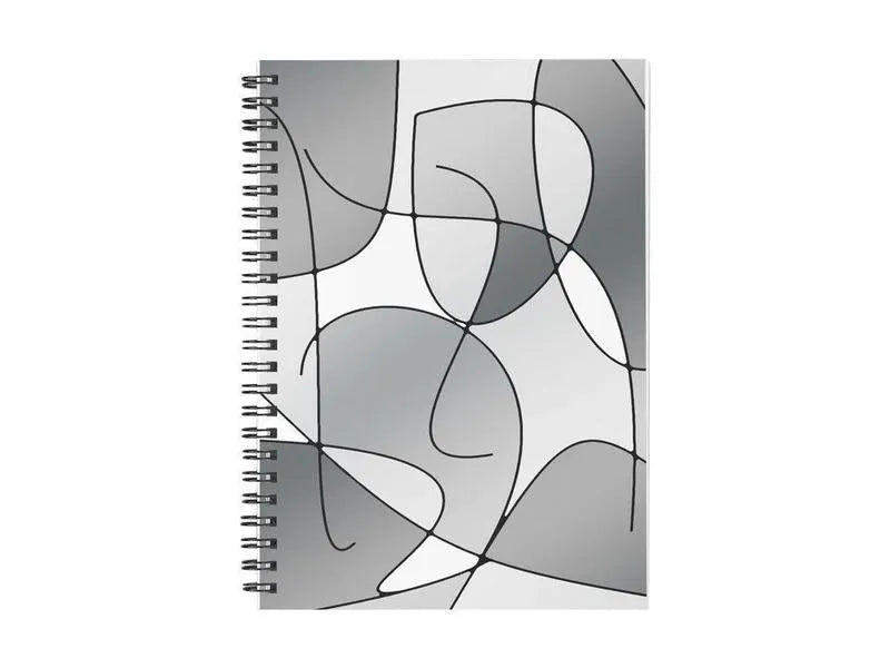 Spiral Notebooks-ABSTRACT CURVES #1 Spiral Notebooks-Grays & White-from COLORADDICTED.COM-