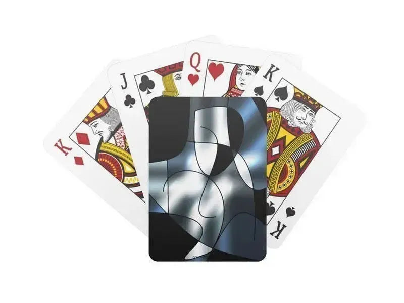 Playing Cards-ABSTRACT CURVES #1 Standard Playing Cards-Black & Grays & White-from COLORADDICTED.COM-