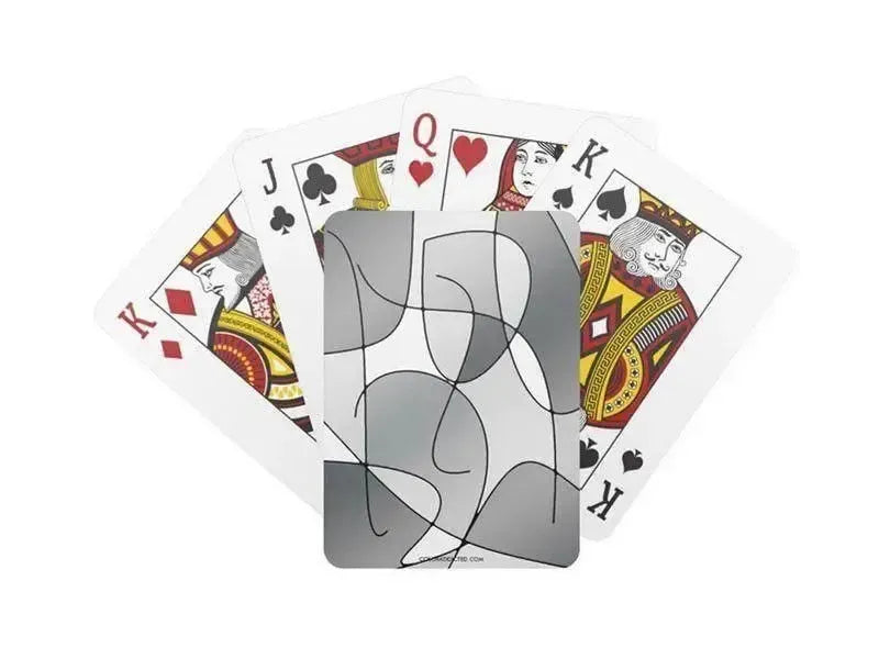 Playing Cards-ABSTRACT CURVES #1 Standard Playing Cards-Grays & White-from COLORADDICTED.COM-