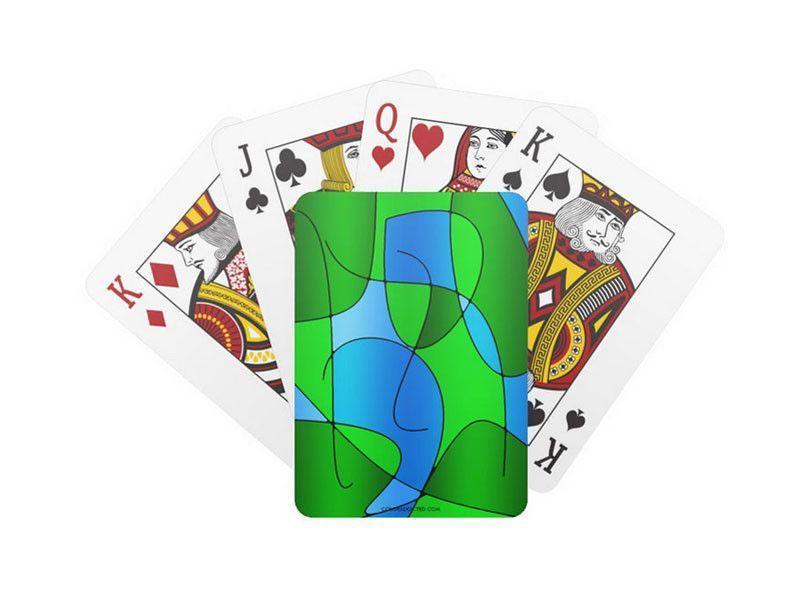 Playing Cards-ABSTRACT CURVES #1 Standard Playing Cards-Greens &amp; Light Blues-from COLORADDICTED.COM-