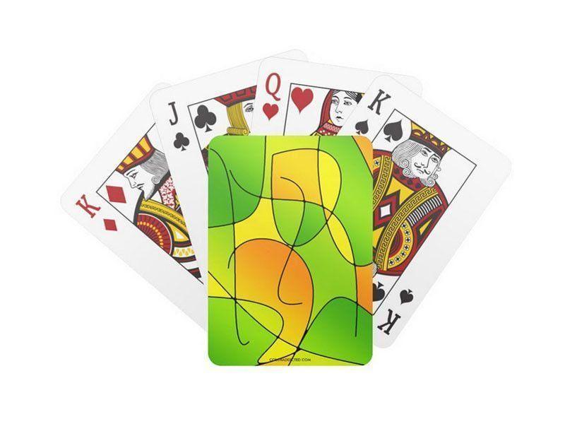 Playing Cards-ABSTRACT CURVES #1 Standard Playing Cards-Greens &amp; Oranges &amp; Yellows-from COLORADDICTED.COM-