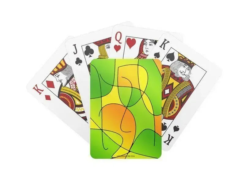 Playing Cards-ABSTRACT CURVES #1 Standard Playing Cards-Greens & Oranges & Yellows-from COLORADDICTED.COM-