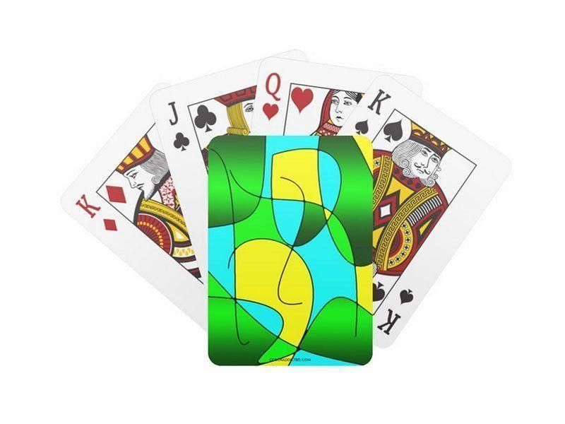 Playing Cards-ABSTRACT CURVES #1 Standard Playing Cards-Greens &amp; Yellows &amp; Light Blues-from COLORADDICTED.COM-