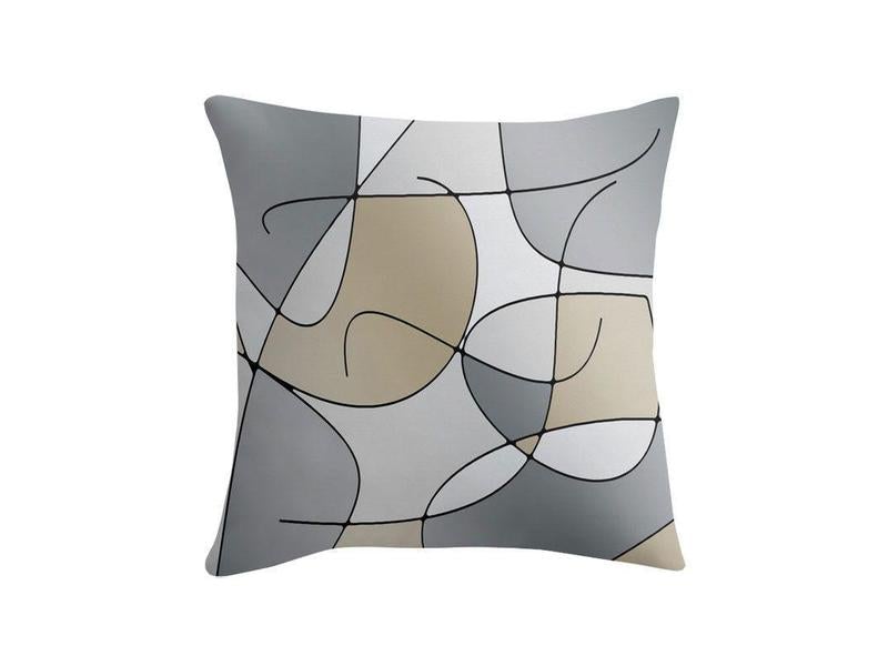 Throw Pillows &amp; Throw Pillow Cases-ABSTRACT CURVES #1 Throw Pillows &amp; Throw Pillow Cases-Grays &amp; Beiges-from COLORADDICTED.COM-