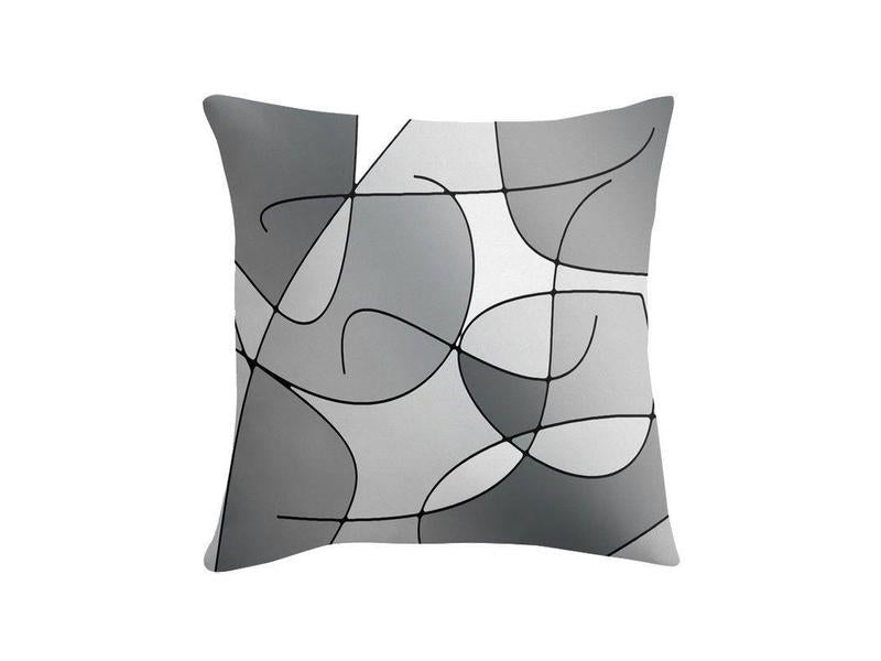 Throw Pillows &amp; Throw Pillow Cases-ABSTRACT CURVES #1 Throw Pillows &amp; Throw Pillow Cases-Grays &amp; White-from COLORADDICTED.COM-