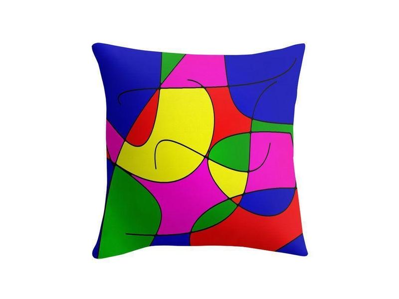 Throw Pillows &amp; Throw Pillow Cases-ABSTRACT CURVES #1 Throw Pillows &amp; Throw Pillow Cases-Multicolor Bright-from COLORADDICTED.COM-