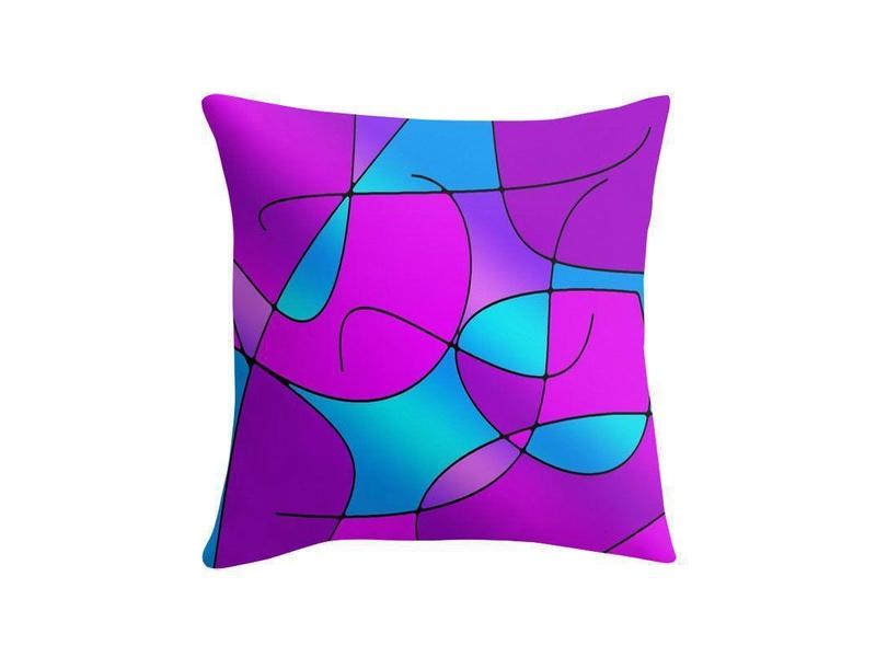 Throw Pillows &amp; Throw Pillow Cases-ABSTRACT CURVES #1 Throw Pillows &amp; Throw Pillow Cases-Purples &amp; Fuchsias &amp; Magentas &amp; Turquoises-from COLORADDICTED.COM-