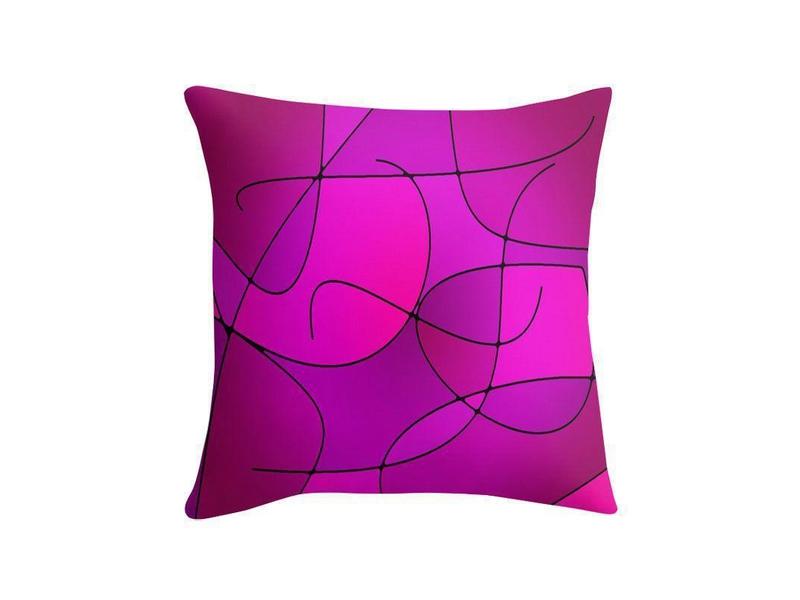 Throw Pillows &amp; Throw Pillow Cases-ABSTRACT CURVES #1 Throw Pillows &amp; Throw Pillow Cases-Purples &amp; Fuchsias &amp; Magentas-from COLORADDICTED.COM-
