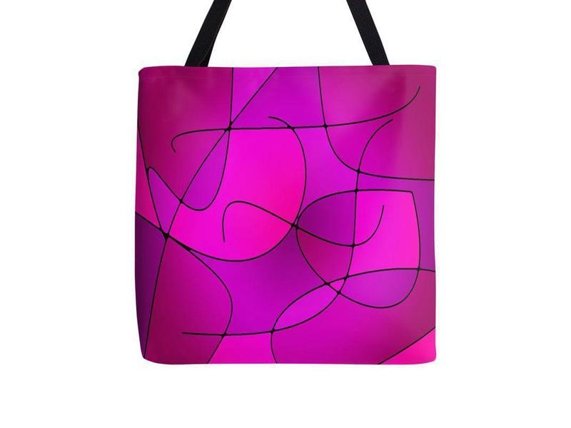Tote Bags-ABSTRACT CURVES #1 Tote Bags-Purples &amp; Fuchsias &amp; Magentas-from COLORADDICTED.COM-