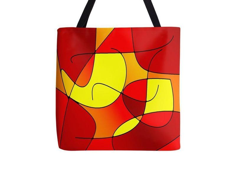 Tote Bags-ABSTRACT CURVES #1 Tote Bags-Reds &amp; Oranges &amp; Yellows-from COLORADDICTED.COM-