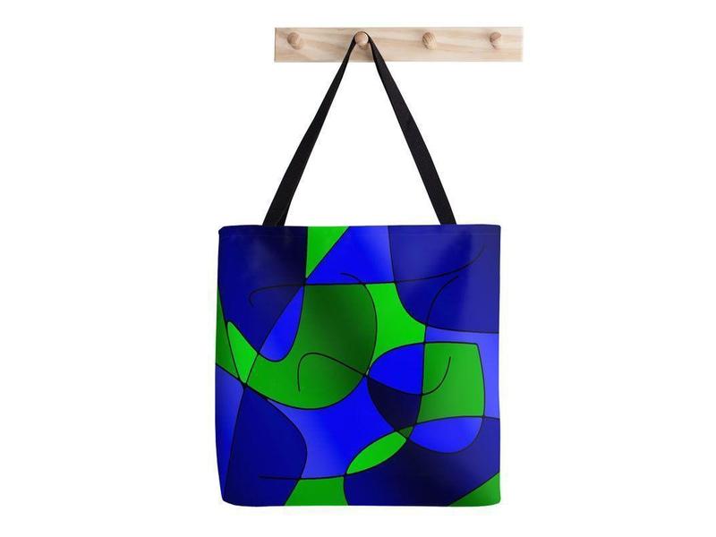 Tote Bags-ABSTRACT CURVES #1 Tote Bags-Blues & Greens-from COLORADDICTED.COM-